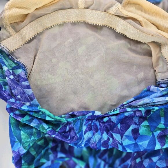 Vtg 90s/ Y2K Gabar Womens One Piece Swimsuit Ruched V Neck Abstract Unsized S/M - Picture 10 of 15